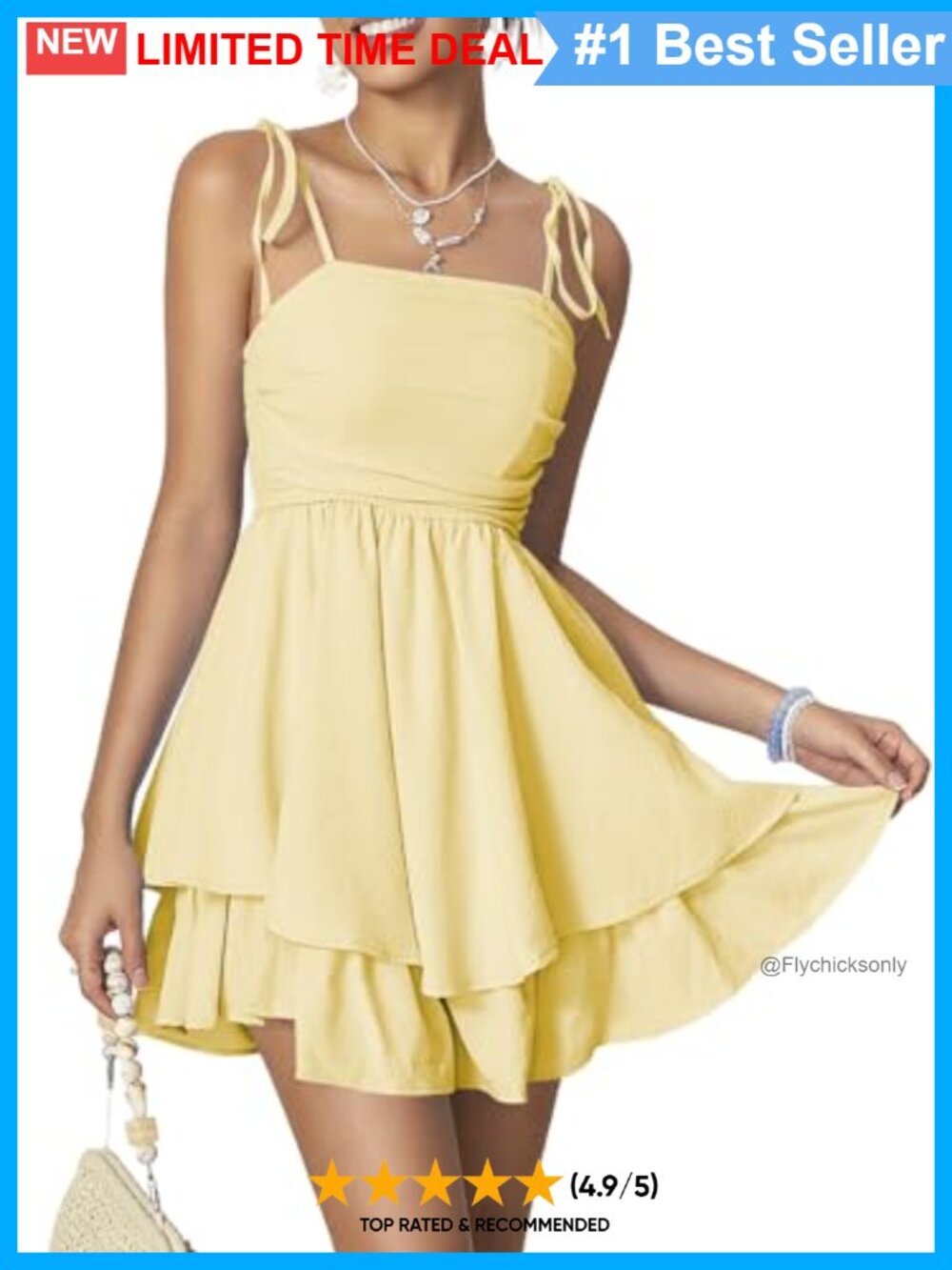 Tie Shoulder Ruched Sleeveless Layered Cami Dress Mini
